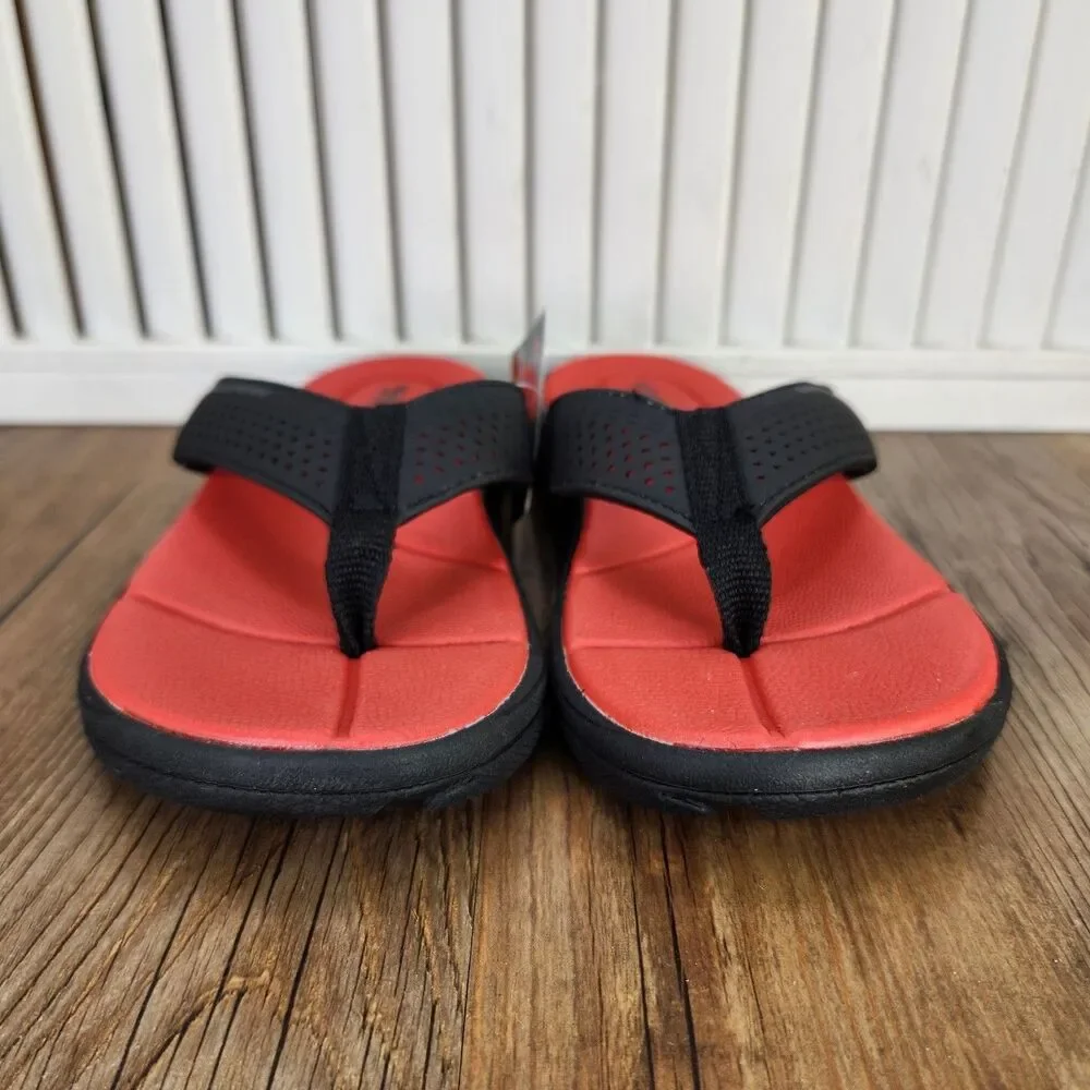 Skechers Sport Supreme Pool Days Flip Flops Boys Size 13 Black Red Beach Sandals